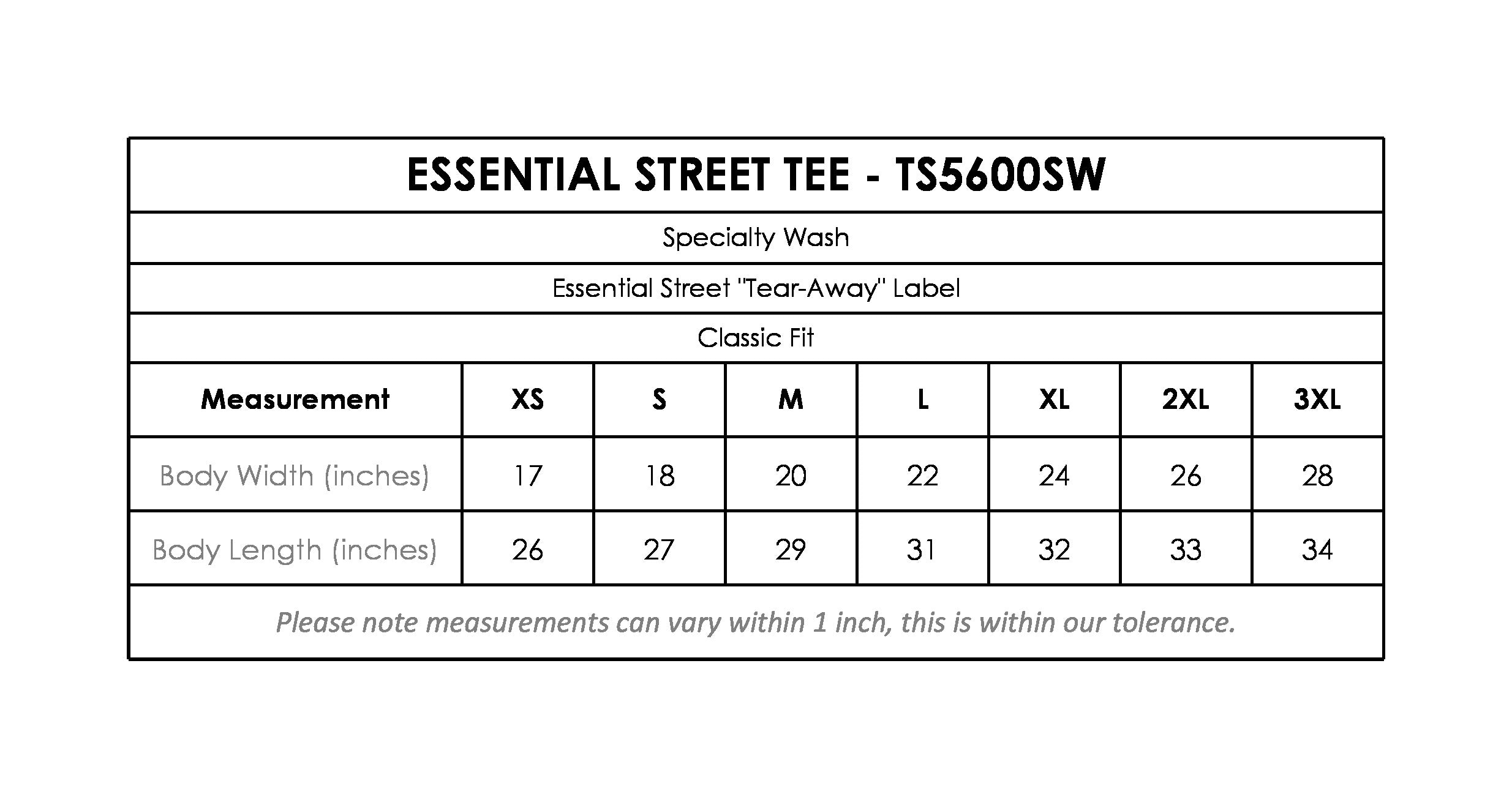Size chart