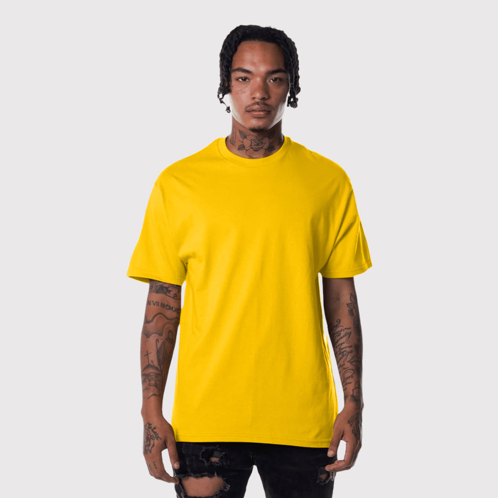 Yellow with Blue Sleeves men's Stylish Plain T-shirt in excellent quality